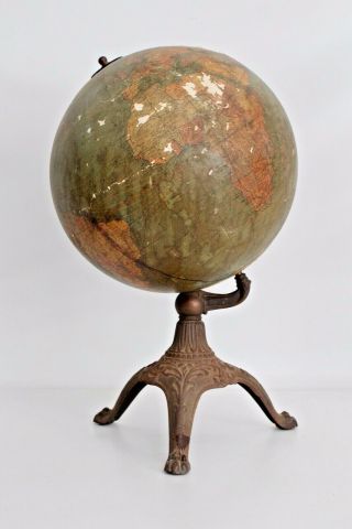12 " Antique W & A.  K Johnston A.  J Nystrom Celestial Terrestrial World Globe Rare