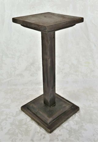 Antique Primitive Rustic Wood Red Painted Pedestal Plant Stand