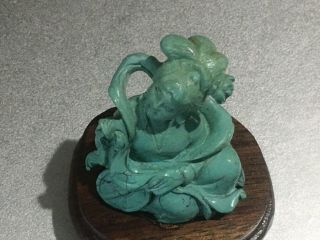 Antique Chinese Carved Natural Turquoise Figure Statue