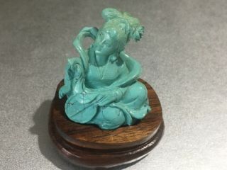 Antique Chinese Carved Natural Turquoise Figure Statue 2