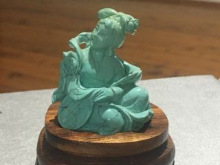 Antique Chinese Carved Natural Turquoise Figure Statue 4