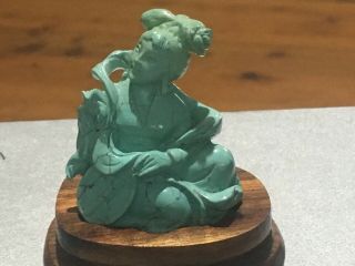 Antique Chinese Carved Natural Turquoise Figure Statue 5