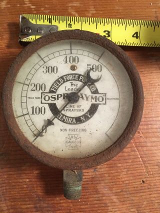 Vintage Field Force Ospraymo Pressure Gauge Elmira NY Old Steampunk 2