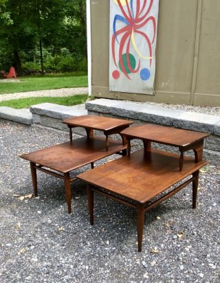 Pair Vintage Danish Modern Side / End Tables Mid Century Modern 50s 60s Walnut