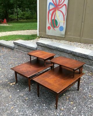 PAIR vintage Danish Modern Side / End Tables MID CENTURY MODERN 50s 60s Walnut 6
