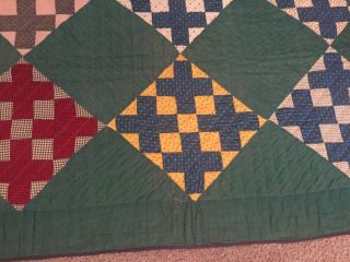 Antique Quilt Hand Stitched Early 1900 ' s Tiny Stitches Pretty Old Fabrics 11