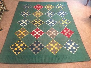 Antique Quilt Hand Stitched Early 1900 ' s Tiny Stitches Pretty Old Fabrics 2