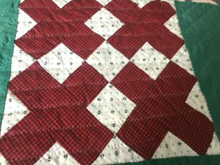 Antique Quilt Hand Stitched Early 1900 ' s Tiny Stitches Pretty Old Fabrics 3