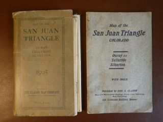 Orig 1905 Clason Map San Juan Triangle Silverton Telluride Ouray Colorado,  Index