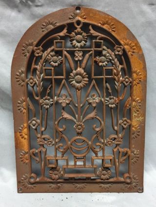 One Antique Arched Top Heat Grate Grill Floral Decorative Arch 10x14 622 - 18c