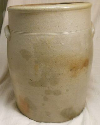 Great Antique 4 Gallon Early American Stoneware Crock With Cobalt Flower 4