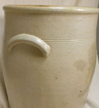 Great Antique 4 Gallon Early American Stoneware Crock With Cobalt Flower 5