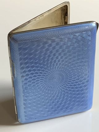 Art Deco Solid Silver & Guilloche Enamel Cigarette/Card Case London 1929 95.  8g 3