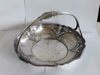 Wmf Antique Art Nouveau Jugendstil Silvered Basket Pewter
