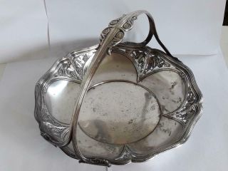 WMF Antique Art Nouveau Jugendstil Silvered Basket Pewter 2