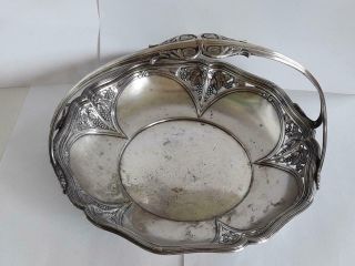 WMF Antique Art Nouveau Jugendstil Silvered Basket Pewter 3