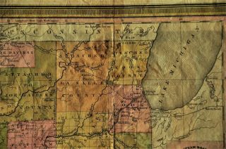 1835 Tourist ' s Pocket Map of Illinois; Steam Boat Routes; Lead Mines; Population 3