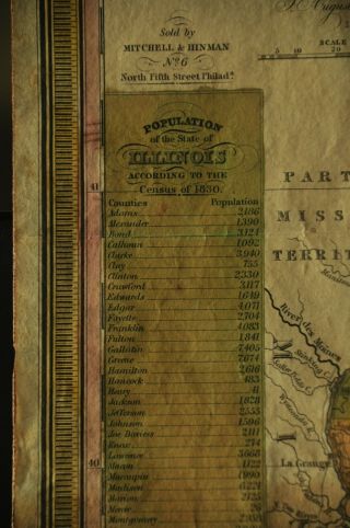 1835 Tourist ' s Pocket Map of Illinois; Steam Boat Routes; Lead Mines; Population 8