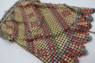 Vintage Whiting & Davis Mesh Purse Geometric Design Enamel Art Deco TAG LOOK 12