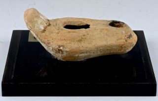 RARE AUTHENTIC ANCIENT 330 - 640 CE BYZANTINE PERIOD POTTERY OIL LAMP w 1977 PROV 6