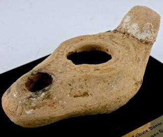 RARE AUTHENTIC ANCIENT 330 - 640 CE BYZANTINE PERIOD POTTERY OIL LAMP w 1977 PROV 8