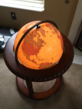 George F Cram Classica World Globe 16 " / Lighted / Wood Stand On Casters