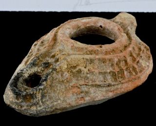 RARE AUTHENTIC 330 - 640 CE BYZANTINE PERIOD POTTERY OIL LAMP IN CASE w BAHAT 5