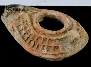 RARE AUTHENTIC 330 - 640 CE BYZANTINE PERIOD POTTERY OIL LAMP IN CASE w BAHAT 8