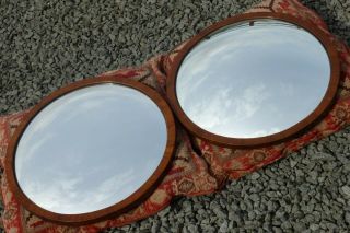 A Rare Art Deco Convex Wood & Bakelite Fish Eye Glass Mirrors