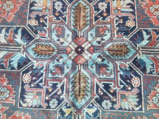 Antique Serapi Heriz rug Persian circa 1940 wool vintage geometri 8 ' 2 