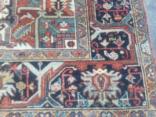 Antique Serapi Heriz rug Persian circa 1940 wool vintage geometri 8 ' 2 