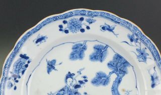 PAIR Antique Chinese Blue & White Porcelain Plate ' Magu ' Deer Fluted Rim 18th C 7