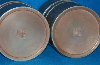 PAIR ANTIQUE CHINESE PEWTER TEA CADDY CANNISTERS SIGNED BIRDS 3