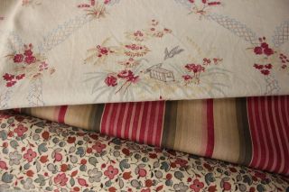 Vintage French Fabrics Antique Material Project Bundle 19th Printed Cotton
