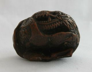 Rare - Early 19th Century Wooden Dragon Netsuke - Toyomasa - Unsigned - Tamba