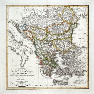 Greece Turkish Empire Turkey Bulgaria Romania,  Gaspari Antique Map 1807