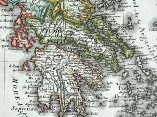 GREECE TURKISH EMPIRE TURKEY BULGARIA ROMANIA,  Gaspari antique map 1807 4
