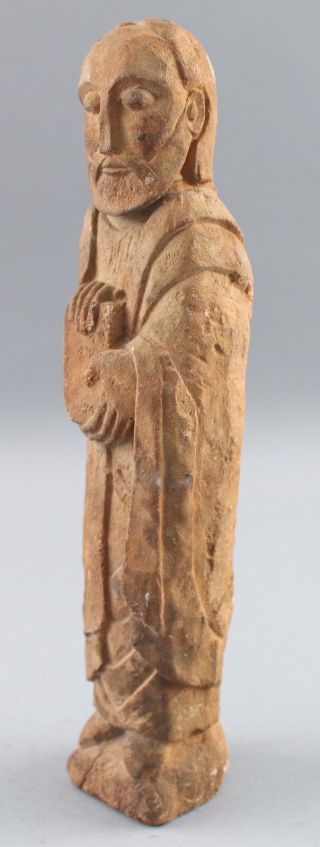 Ancient Medieval 11thC French Romanesque Christian Saint Peter Limestone Carving 9