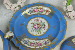 Antique French Porcelain centerpiece bowl floral hand paint plate manner sevres 6