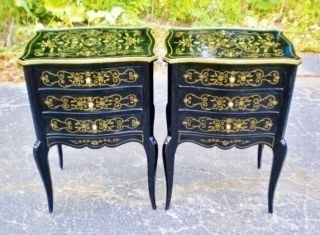 Gilt And Ebonized French Directoire Style Side Tables
