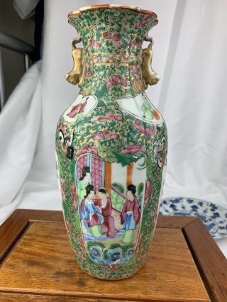 Large Impressive 20th Old Chinese Hand Painted Famille Rose Vase - 25cm
