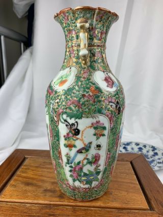 Large Impressive 20th Old Chinese Hand painted famille rose vase - 25cm 2