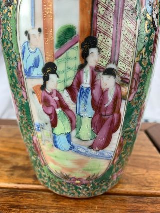 Large Impressive 20th Old Chinese Hand painted famille rose vase - 25cm 5