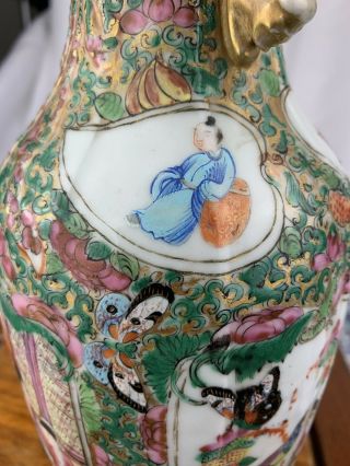 Large Impressive 20th Old Chinese Hand painted famille rose vase - 25cm 7