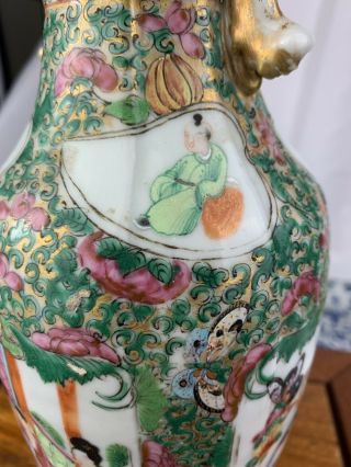 Large Impressive 20th Old Chinese Hand painted famille rose vase - 25cm 8