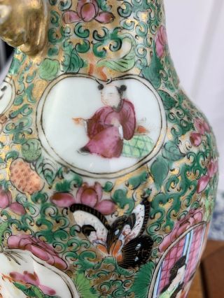 Large Impressive 20th Old Chinese Hand painted famille rose vase - 25cm 9