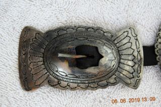 Later First Phase Native American Navajo Silver Concho Belt 4