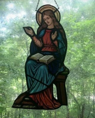 Architectural Salvage Leaded Stained Glass - Virgin Mary