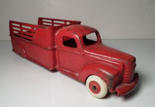 Vintage Arcade International Cast Iron Red Stake Truck 709 11 " Hubley