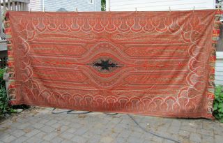 Victorian Kashmir Paisley Wool Piano Shawl Woven Mid - Late 19th C.  10 Plus Feet